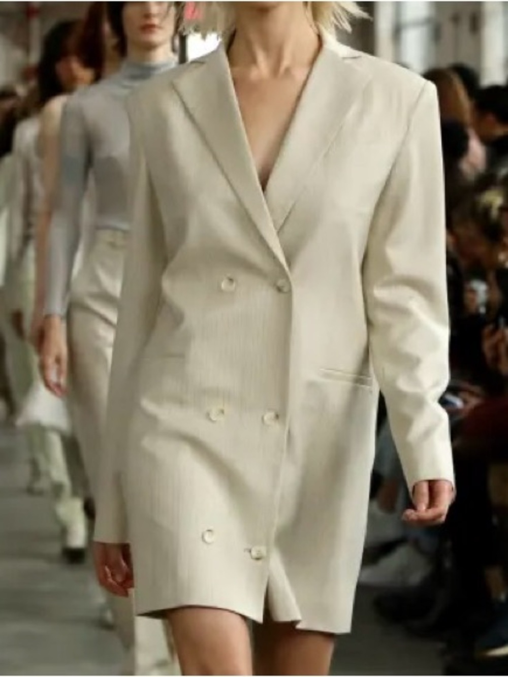 Eckhaus Latta Beige Double Breasted Suit Dress Sz M
